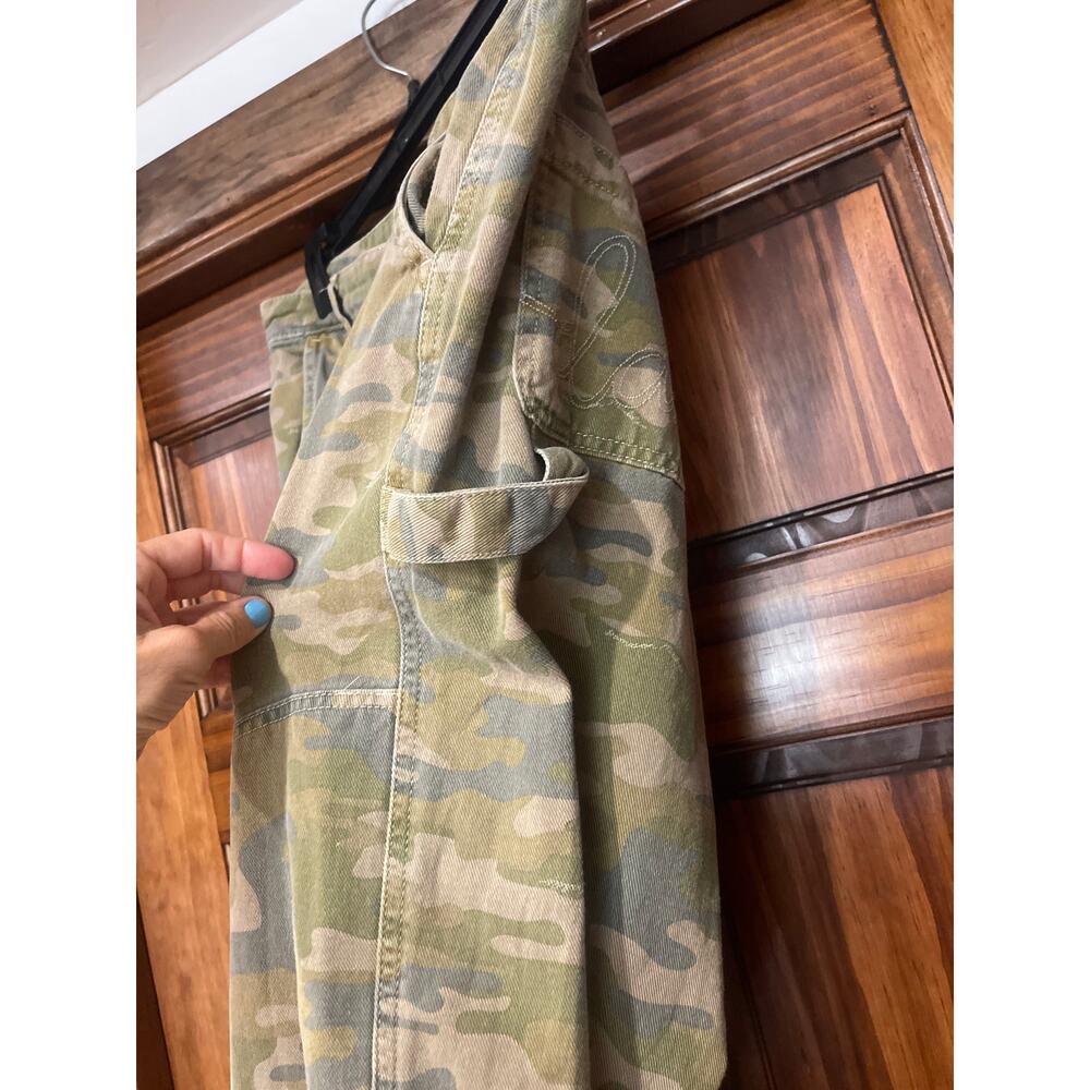 Camo Wide Leg Jeans - Olive Green Flare UK12/US8 - Picture 3 of 8
